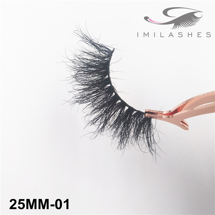 Long fluffy dramatic black25mm mink hair false eyelashes wholesale-V