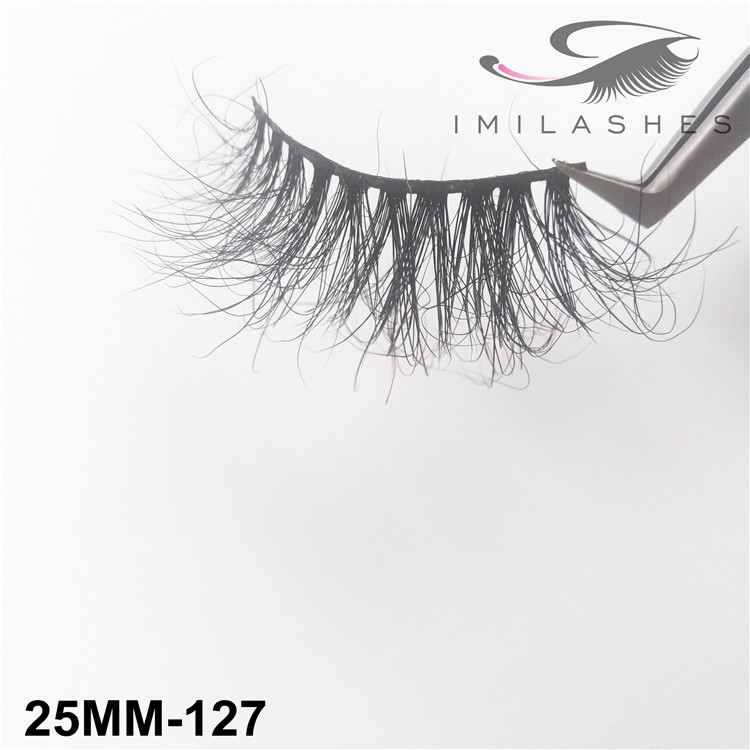 Professional 25mm long black mink eyelashes factory -V 