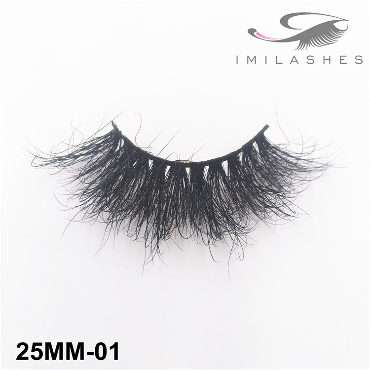 Long fluffy dramatic black25mm mink hair false eyelashes wholesale-V